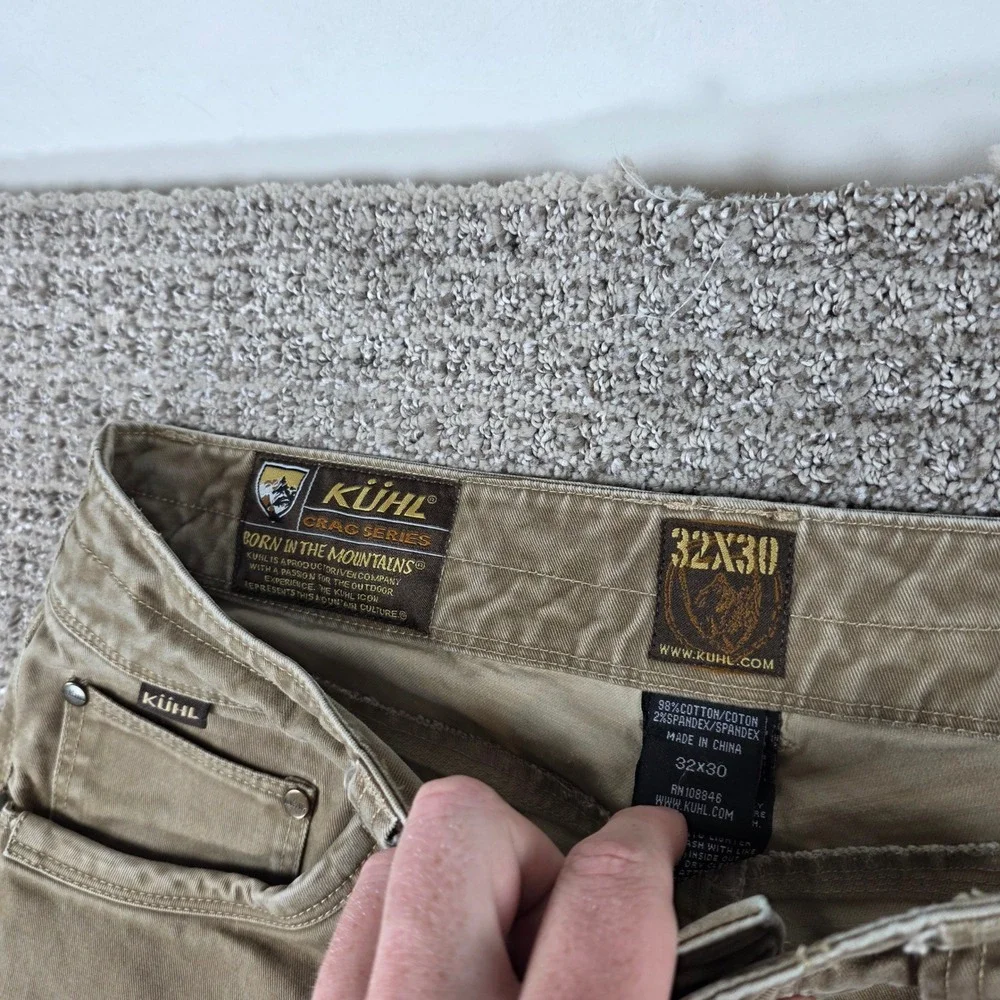 Kuhl Rydr Crag Series Mens 32x30 Khaki Tan Cotton Blend Work Hiking Pants